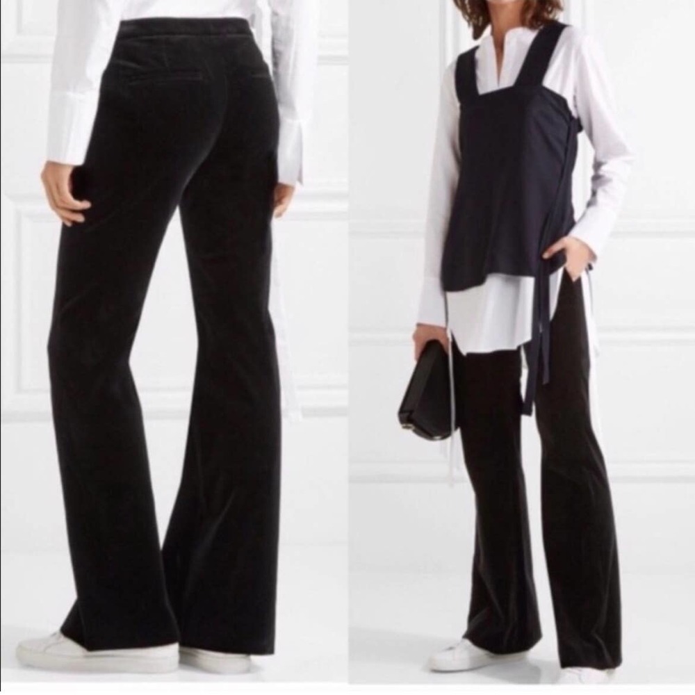 Theory Caroleena Wide Leg Velvet Pants Black Size 10